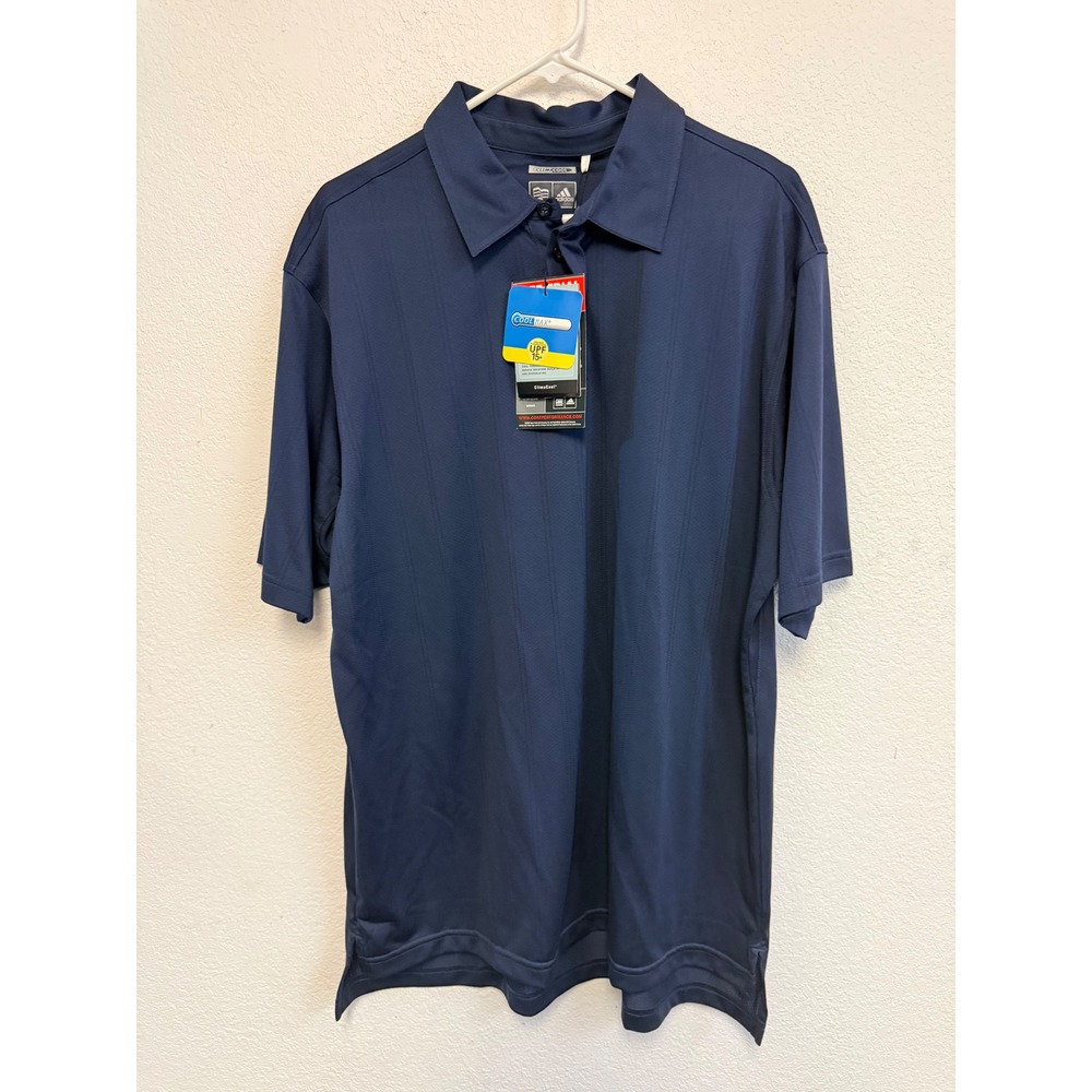 Adidas ClimaCool Men's Large Navy Blue Short Sleeve Golf Polo Shirt NWT
